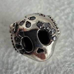 Retired Sterling Silver Sparkling Skull Charm with Clear Zirconia - 797866CZ